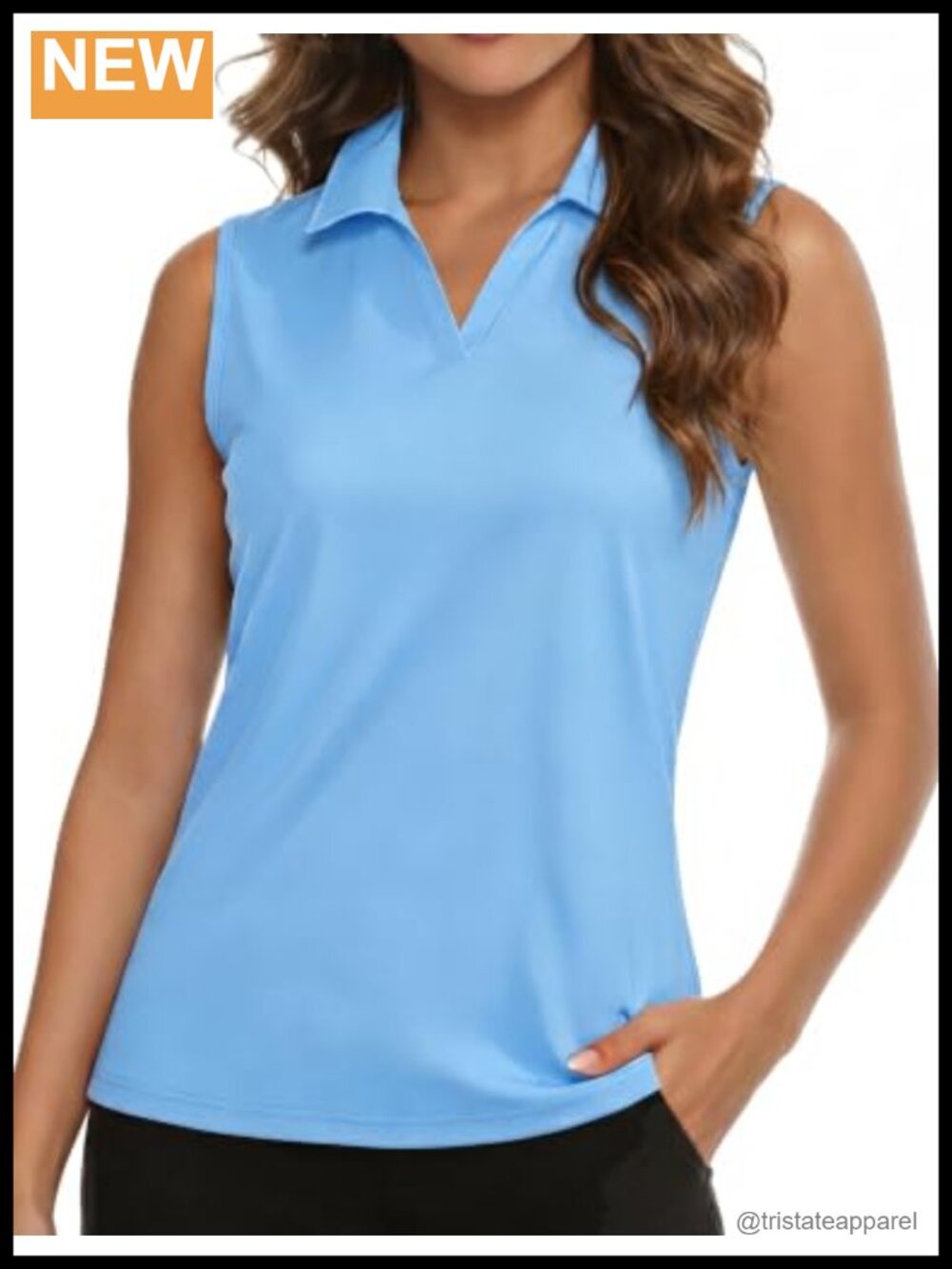 Women's Sleeveless Golf Polo Shirt UPF 50+ V-Neck Quick Dry Athletic Tennis Top
